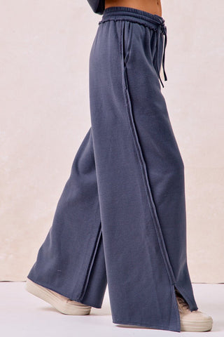 Dusty Blue Wide Leg Lounge Pants - Boutique Bella BellaPants