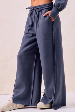 Dusty Blue Wide Leg Lounge Pants - Boutique Bella BellaPants