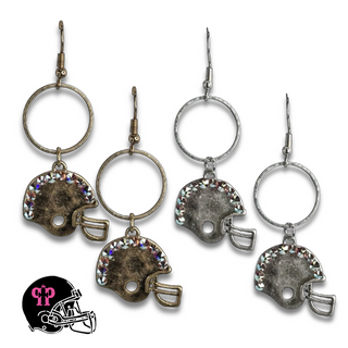 Football helmet Game Day earring with Austrian crystals - LC