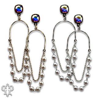 Pearl swing earring, Austrian crystal - LC