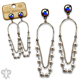 Pearl swing earring, Austrian crystal - LC