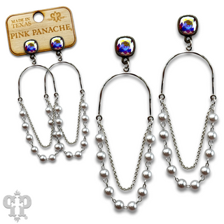 Pearl swing earring, Austrian crystal - LC