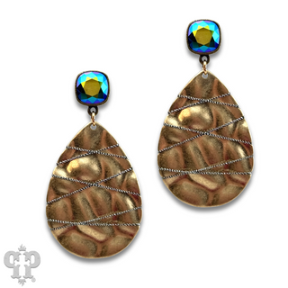 Sparkling thread teardrop earring, Austrian crystal - LC