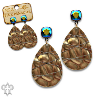 Sparkling thread teardrop earring, Austrian crystal - LC