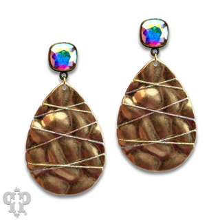 Sparkling thread teardrop earring, Austrian crystal - LC