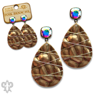 Sparkling thread teardrop earring, Austrian crystal - LC