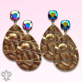 Sparkling thread teardrop earring, Austrian crystal - LC