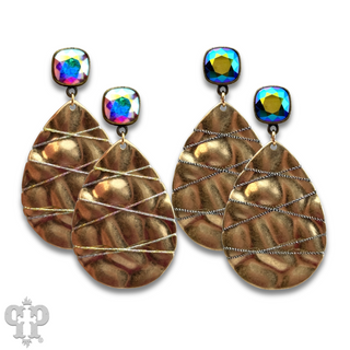 Sparkling thread teardrop earring, Austrian crystal - LC