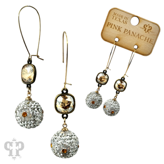 Crystal mesh floral pattern dangle earring with Austrian crystal - LC