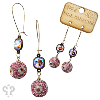 Crystal mesh floral pattern dangle earring with Austrian crystal - LC