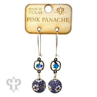 Crystal mesh floral pattern dangle earring with Austrian crystal - LC