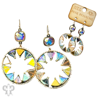 Triangle bead circular dangle earring with Austrian crystal - LC