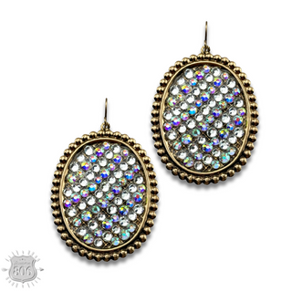Rhinestone filled oval earring - LC