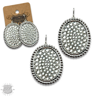 Rhinestone filled oval earring - LC