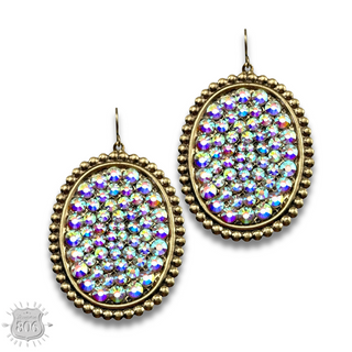 Rhinestone filled oval earring - LC