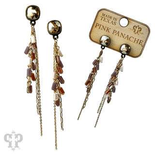 Chain and bead fringe earring, Austrian crystal - LC