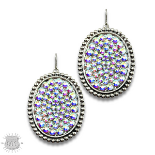 Rhinestone filled oval earring - LC