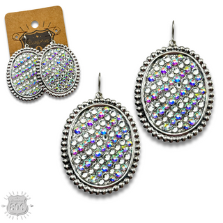 Rhinestone filled oval earring - LC
