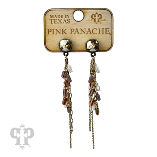 Chain and bead fringe earring, Austrian crystal - LC