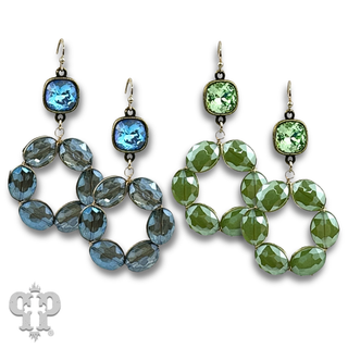 Faceted oval bead dangle earring with Austrian crystal - LC