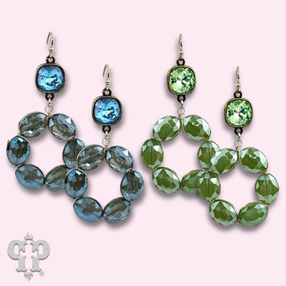 Faceted oval bead dangle earring with Austrian crystal - LC