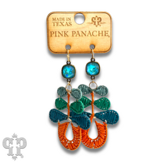 Three bow raffia dangle earring, Austrian crystal - LC