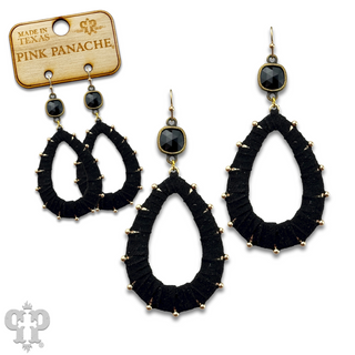 Cream suede teardrop and Austrian crystal dangle earring - LC