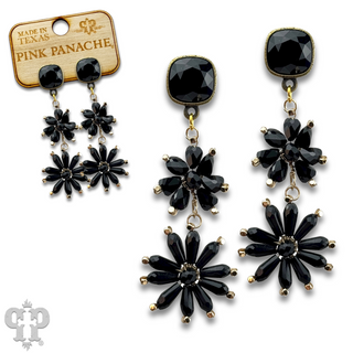 Flower bead and Austrian crystal dangle earring - LC
