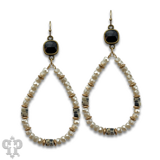 Beaded teardrop and Austrian crystal dangle earring - LC