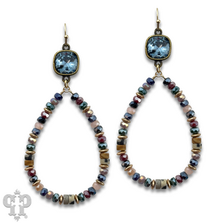 Beaded teardrop and Austrian crystal dangle earring - LC