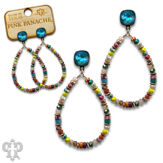 Beaded teardrop and Austrian crystal dangle earring - LC