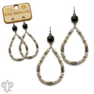 Beaded teardrop and Austrian crystal dangle earring - LC
