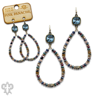 Beaded teardrop and Austrian crystal dangle earring - LC