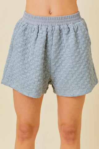 Grey Textured Knit Shorts