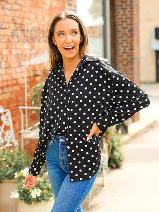 Kathryn Classic Button-Up, Polka-Dot