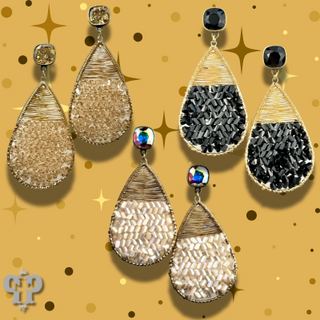 Faceted bead and wire wrapped teardrop earring, Austrian crystal - LC