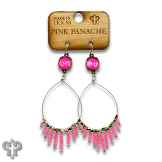 Faceted saucer bead fringe on teardrop earring, Austrian crystal - LC