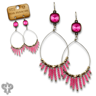 Faceted saucer bead fringe on teardrop earring, Austrian crystal - LC