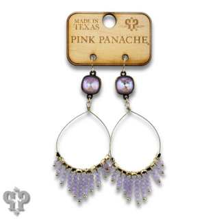 Faceted saucer bead fringe on teardrop earring, Austrian crystal - LC