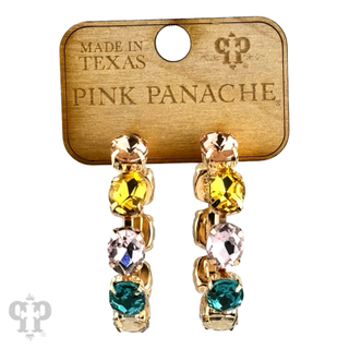 Multi-color oval rhinestone hoop earring - LC