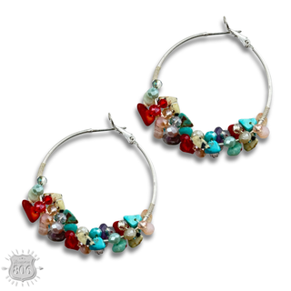 Stone chip hoop earring, last call