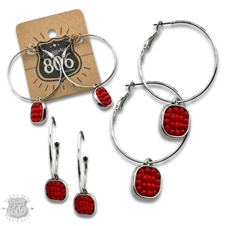 Seed bead hoop and charm earring, last call