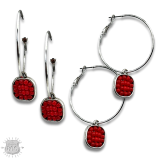 Seed bead hoop and charm earring, last call