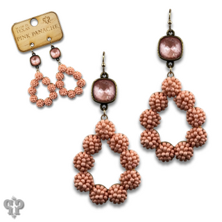 Seed bead cluster teardrop earring with Austrian crystal