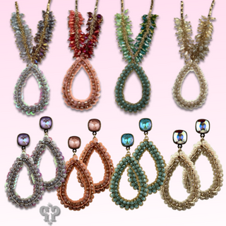 Sequin and faceted bead teardrop earring with Austrian crystal