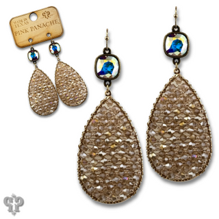 Woven bead teardrop earring with Austrian crystal