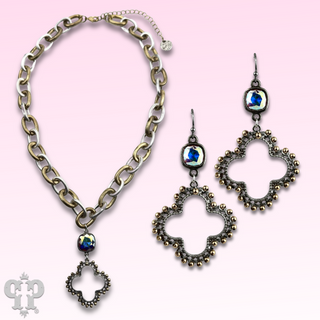 Clover cross earring with Austrian crystal