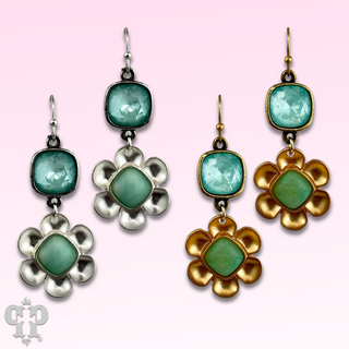 Stone center flower earring with Austrian crystal
