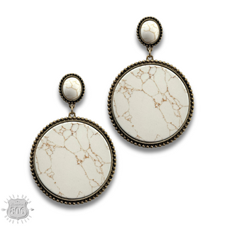 Round stone disc earring, last call