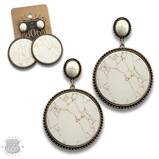 Round stone disc earring, last call